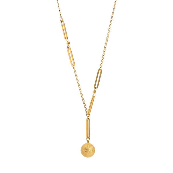 【 Full body titanium steel 】 Gold foil round ball in the extremely simple wind furnace, real gold necklace for women_ipsvogv.com