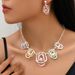 Fashion necklace earring set with irregular diamond inlay, long necklace, women's personalized earrings_ipsvogv.com