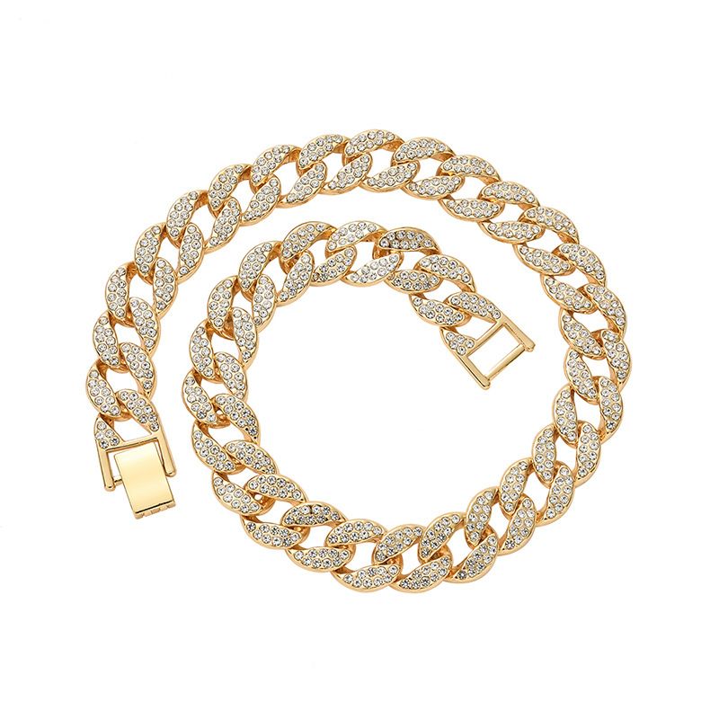 Clavicle Chain Full Alloy Cuban Hip Hop Jewelry Summer Water Diamond Versatile Necklace_ipsvogv.com