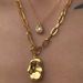 Women’s Jewelry Set Fashion Retro Gold Plated Titanium Steel Double Layer Special Shaped Baroque OT Buckle Necklace_ipsvogv.com