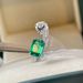 Online Popular Live Broadcast New Product Emerald Tourmaline Princess Square Temperament Open Ring Female Ring_ipsvogv.com