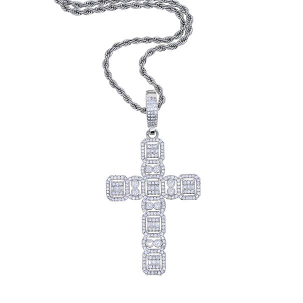 New Zircon Cross Pendant Hip Hop Fashion Trend Men's Necklace_ipsvogv.com