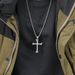 Titanium steel bone cross necklace niche personality neutral style wear accessories_ipsvogv.com