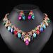 Straight Hair New Necklace Set Colorful Multi Layered Flower And Leaf Shape Banquet Dress Accessories Hot Selling_ipsvogv.com