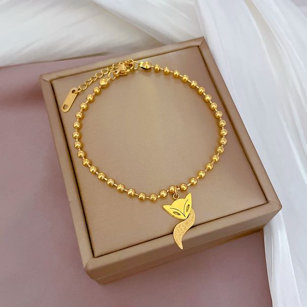 【 Full body titanium steel 】 Dongdaemun personality temperament forest style fox tail round bead bracelet female_ipsvogv.com