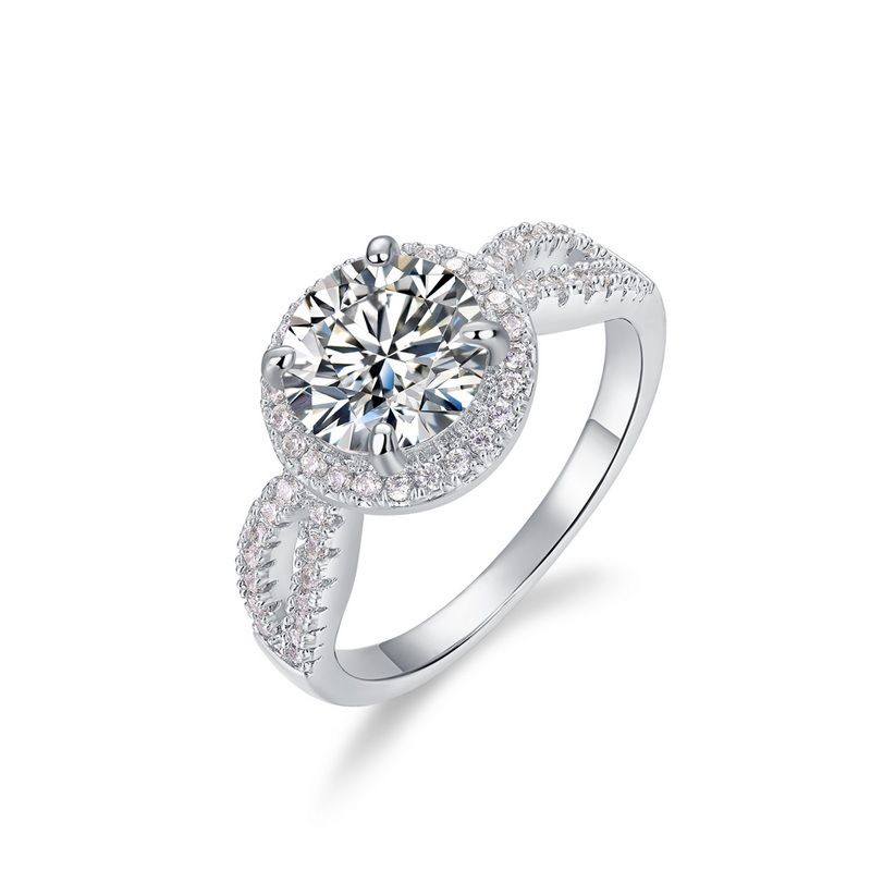 Brilliant moissanite ring S925 silver full of colored diamonds engagement ring female fashion simple Chinese Valentine's Day gift_ipsvogv.com