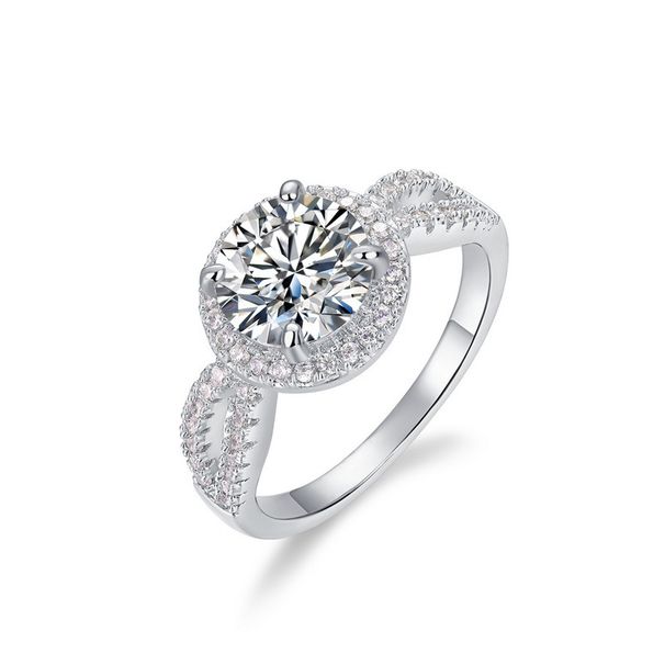 Brilliant moissanite ring S925 silver full of colored diamonds engagement ring female fashion simple Chinese Valentine's Day gift_ipsvogv.com
