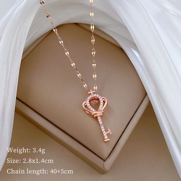 Agile 【 】 Key Light Luxury Charm Gorgeous Full Diamond Necklace Women's Versatile Clavicle Titanium Steel Chain 【 】_ipsvogv.com