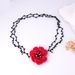 ZA Trendy Knitted Multi-layer Rhinestone Rose Flower Adjustable Dark Style Party Collarbone Chain For Women_ipsvogv.com