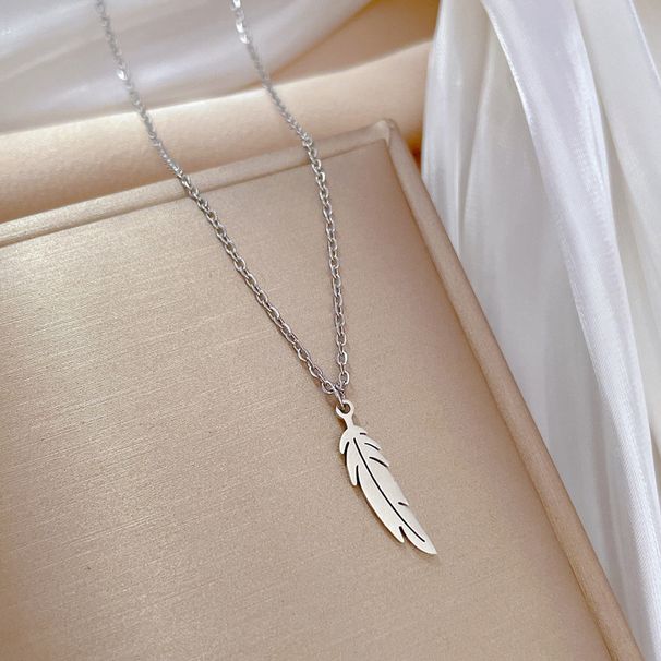 Body 【 Full Titanium Steel 】 One Leaf Rich Personality Extremely Simple Wind Furnace Real Gold Necklace For Women 【 】_ipsvogv.com