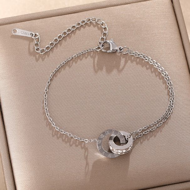 Roman Double Ring Titanium Steel Necklace, Women's Full Diamond Collarbone Chain, Fashionable, Versatile, High-end And_ipsvogv.com