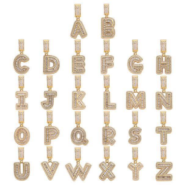 Hip hop necklace rock sugar square zirconium English letter pendant fashion hip hop men and women letter trendy personality necklace_ipsvogv.com
