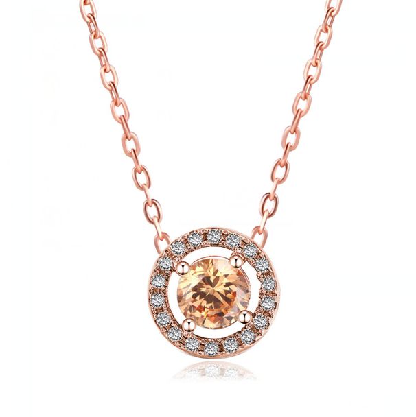 Unisex classic round zircon pendant clavicle necklace female star stone necklace copper plated gold hot jewelry_ipsvogv.com
