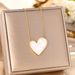Korean Version Titanium Steel Necklace, Women's Black And White Mother Of Pearl, Big Heart-shaped Temperament Pendant,_ipsvogv.com