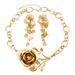 Exaggerated alloy flower necklace Fashion long flower cluster tassel multi layer earring set_ipsvogv.com