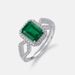 new Small Octagonal Cultivated Emerald Ring Female S925 Silver Full Inlaid Colored Gemstone Finger Ring Light Luxury Retro_ipsvogv.com