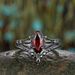 Dark Red Zircon Lava Horse Eye Gun, Black Pair Ring, Female_ipsvogv.com