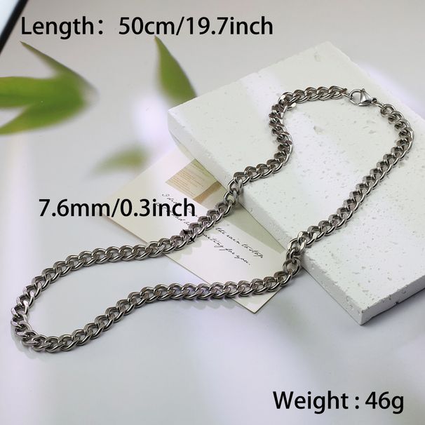 Vintage Style Solid Color Stainless Steel Men's Necklace_ipsvogv.com