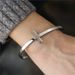 Hip Hop Jewelry Stainless Steel Bare Cross Open Bracelet Black Men's And Women's Bracelet Simple Style_ipsvogv.com