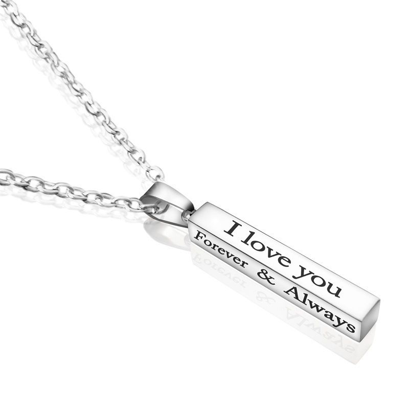 new long stainless steel I LOVE YOU wishing column pendant necklace couple jewelry accessories_ipsvogv.com