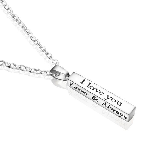 new long stainless steel I LOVE YOU wishing column pendant necklace couple jewelry accessories_ipsvogv.com