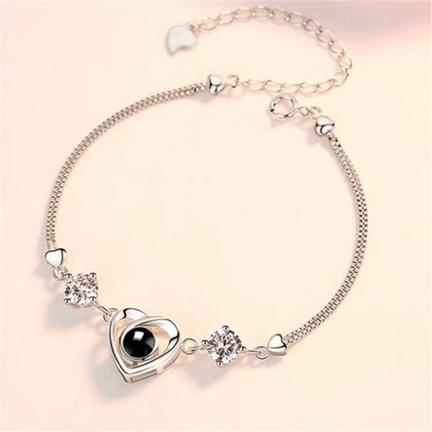 New Band S Silver 100 Languages I Love You Heart Shape Projection Bracelet Customized For Women_ipsvogv.com