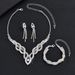 Autumn Jewelry Set: Bridal Hollow Full Diamond Necklace, Earrings, And Bracelet For Women_ipsvogv.com