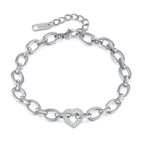 Fashionable Commuter Stainless Steel Premium Bracelet Temperament Love Inlaid Zircon Hand Ornament Women_ipsvogv.com