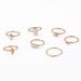Korean Version Ins Zircon Personality Cool Style Niche Design Opal Leaves Fried Dough Twists 7-piece Ring Set_ipsvogv.com