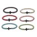 New Black Gallstone Cross Turquoise Beaded Elastic Bracelet Set_ipsvogv.com