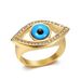 Hot Selling Stainless Steel Gold Plated Inlaid Diamond Blue Angel Eye Hip Hop Men's Ring_ipsvogv.com