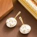 Genuine Gold Electroplating French Niche Antique Style Drip Oil Flower With Feminine Elegance Silver Needle Earrings_ipsvogv.com