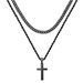 European And American Cross-border Hot-selling Gold Cross Stainless Steel Necklace Men's Personality Hip-hop Versatile Double-layer Stacked Chain_ipsvogv.com
