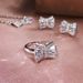 Cao Shi's Korean Edition Simple Bow Jewelry Three Piece Plating Zircon Set Fashion Women's Accessories_ipsvogv.com