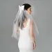 Hair Jewelry Double Layer Mesh Tulle Solid Color Women Short Wedding Veil With Clip Ribbon Edge Center Cascade Bride_ipsvogv.com
