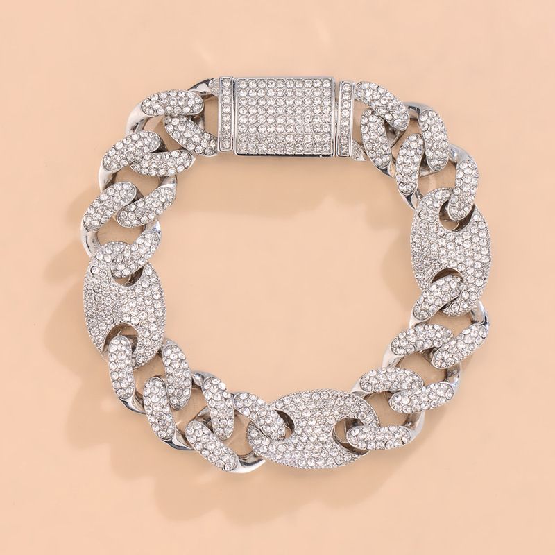 Spring Cuban chain fashion trend design hip hop necklace 15mm zinc alloy rhinestone necklace jewelry_ipsvogv.com