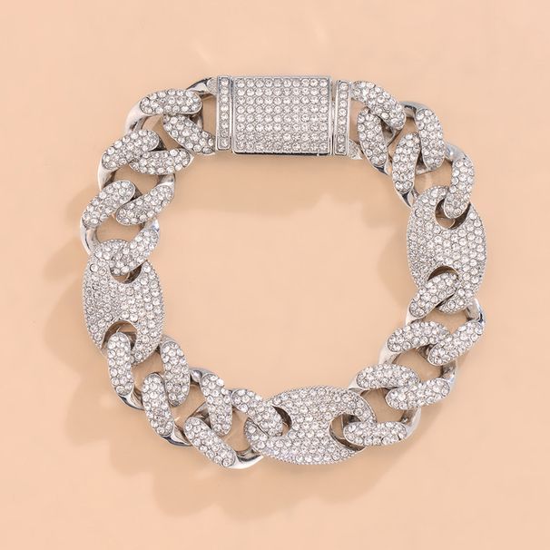 Spring Cuban chain fashion trend design hip hop necklace 15mm zinc alloy rhinestone necklace jewelry_ipsvogv.com
