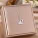 High End Feeling Full Diamond Ginkgo Leaf Necklace, Women's Instagram Style Mini Skirt, Fan-shaped Pendant, Titanium_ipsvogv.com