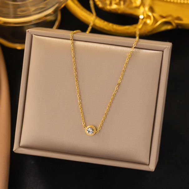 Mini Single Diamond Titanium Steel Women Popular Jewelry Pendant Accessories Collarbone Chain Necklace_ipsvogv.com