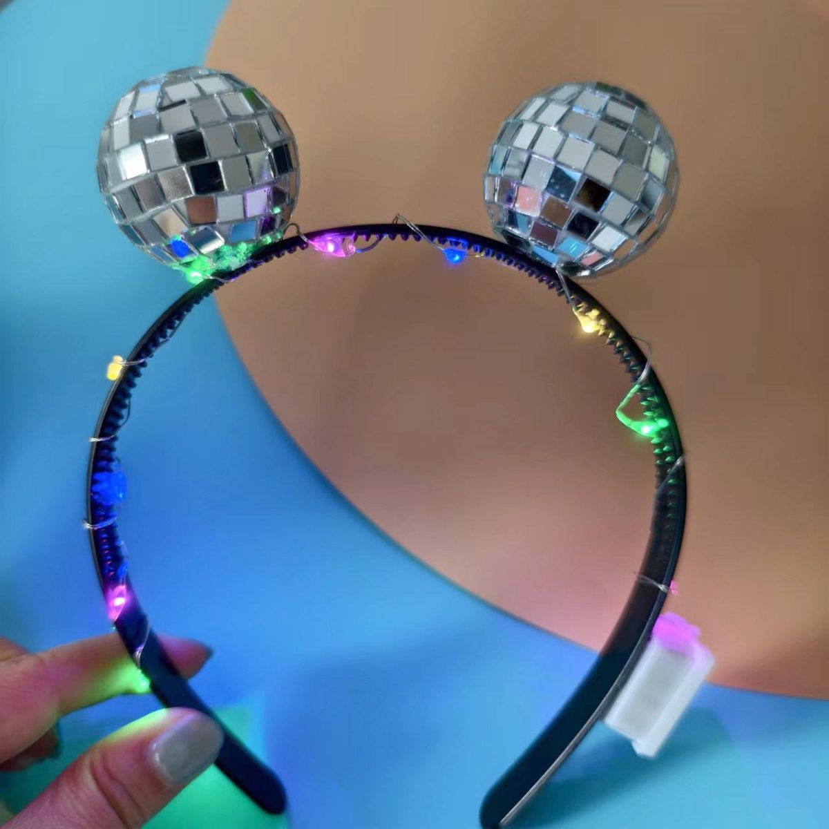 New Hot Selling Disco Mirror Ball Headband Disco Ball Silver LED Luminous Headband Disco Luminous Headband_ipsvogv.com