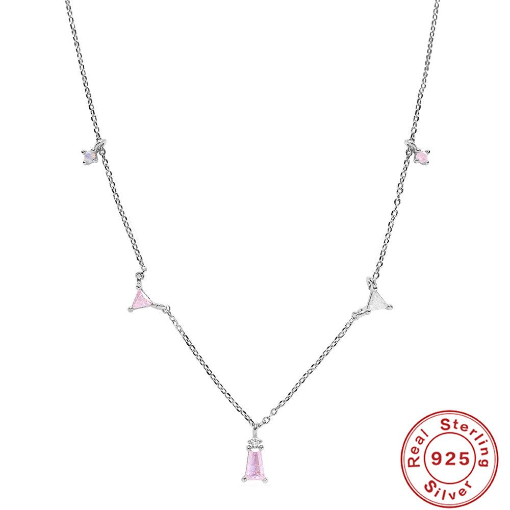 S Pure Silver Stacked Color Diamond Inlaid Collarbone Hot Selling INS High-end Zircon Necklace For Women_ipsvogv.com