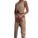 Women's Clothing solid color round neck button top temperament straight pants suit_ipsvogv.com
