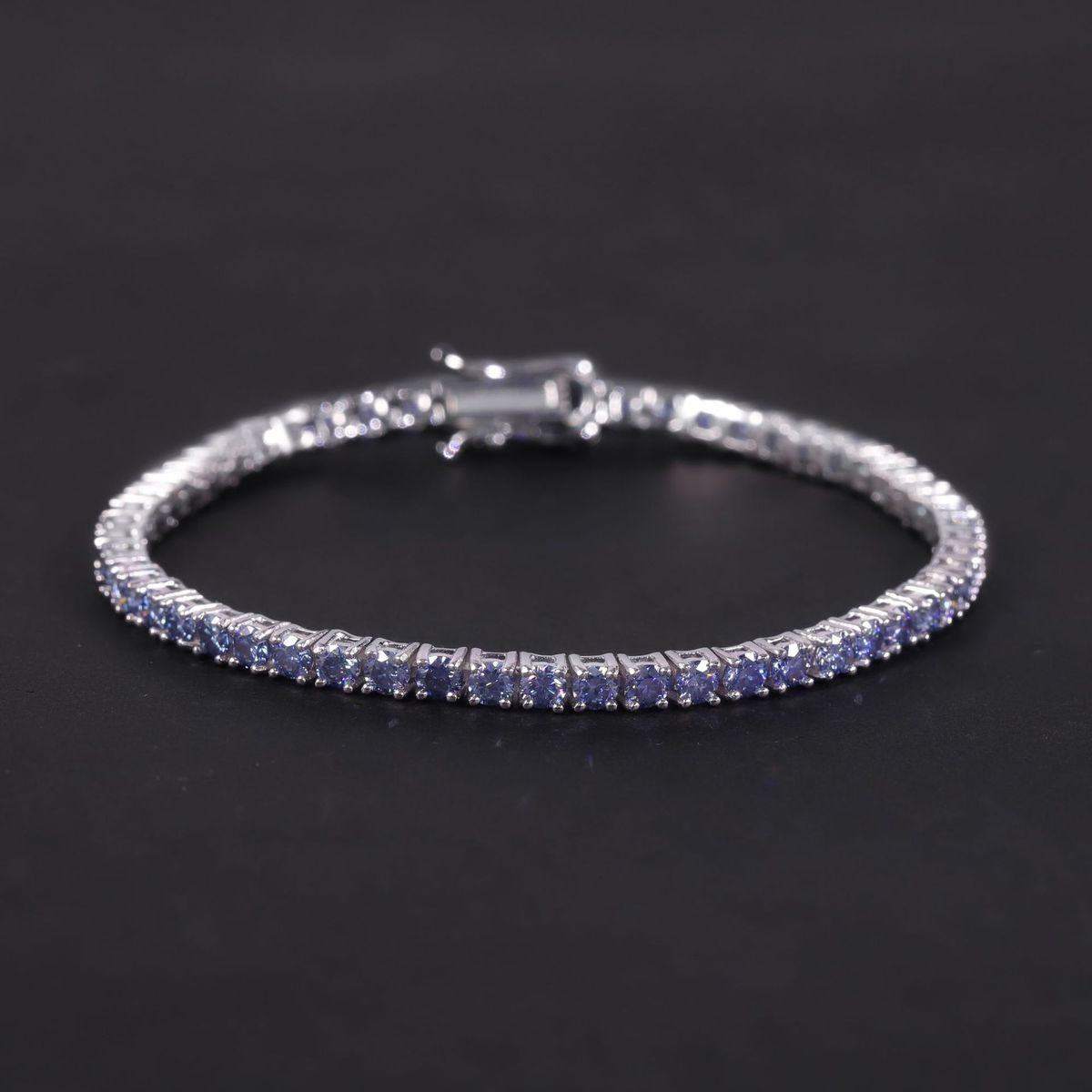Hot Selling Royal Blue Moissanite Bracelet S925 Sterling Silver Gold Plated Tennis Chain 3/4/5mm Full Inlaid Bracelet_ipsvogv.com