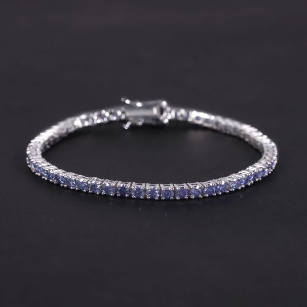 Hot Selling Royal Blue Moissanite Bracelet S925 Sterling Silver Gold Plated Tennis Chain 3/4/5mm Full Inlaid Bracelet_ipsvogv.com