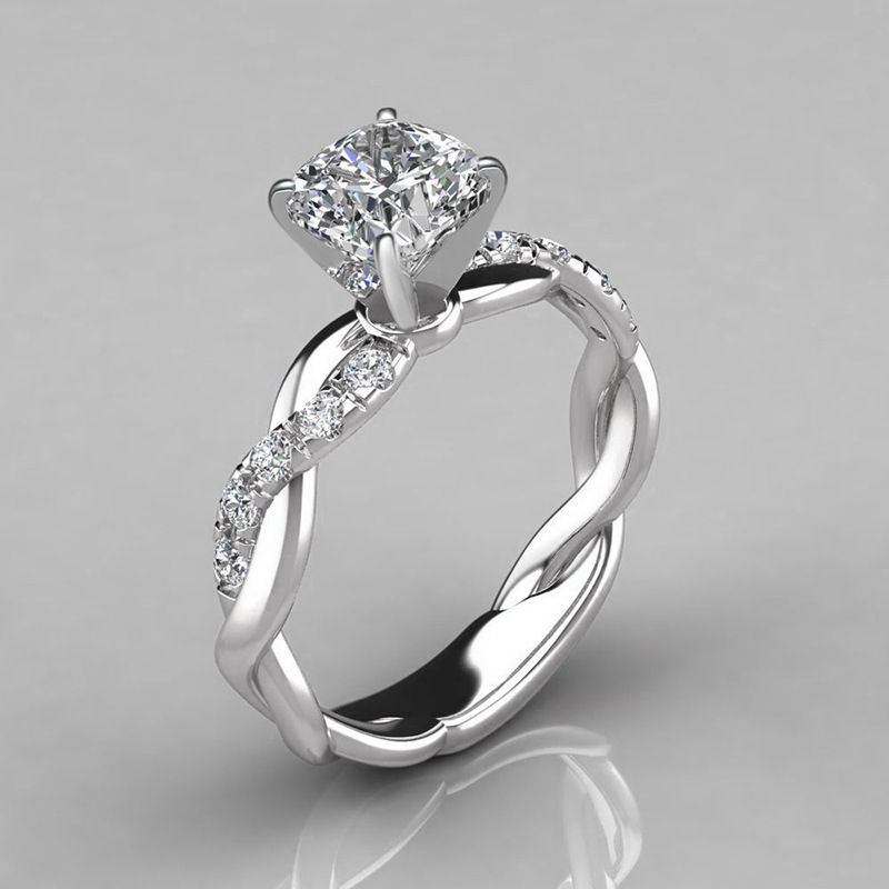 Cao Shi Rose Gold Princess Square Diamond Ladies' Ring Hot Selling Jewelry_ipsvogv.com