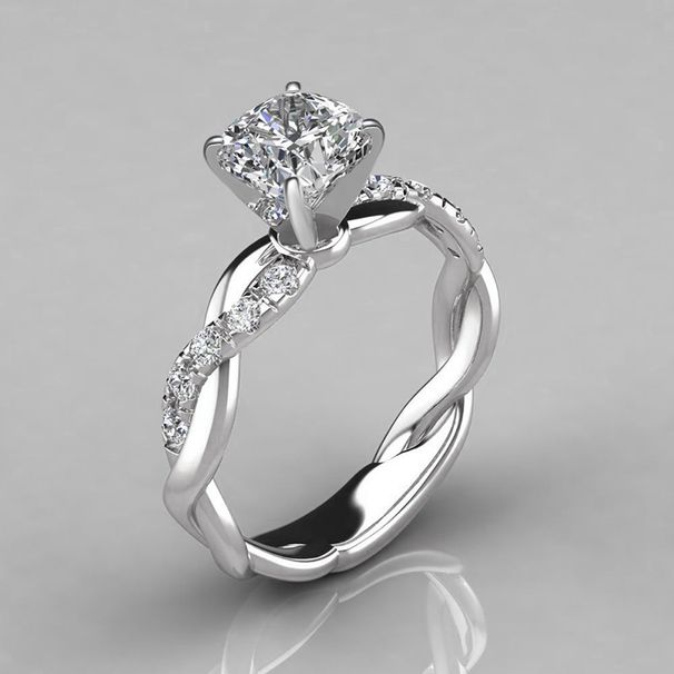 Cao Shi Rose Gold Princess Square Diamond Ladies' Ring Hot Selling Jewelry_ipsvogv.com