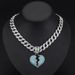 Ins fashion style alloy full diamond boyfriend love pendant necklace men and women hip hop broken heart pendant chain_ipsvogv.com