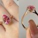 Sanjie Golden Women's Pink Water Drop High Carbon Zircon Diamond Ring_ipsvogv.com