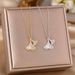 High End Feeling Full Diamond Ginkgo Leaf Necklace, Women's Instagram Style Mini Skirt, Fan-shaped Pendant, Titanium_ipsvogv.com