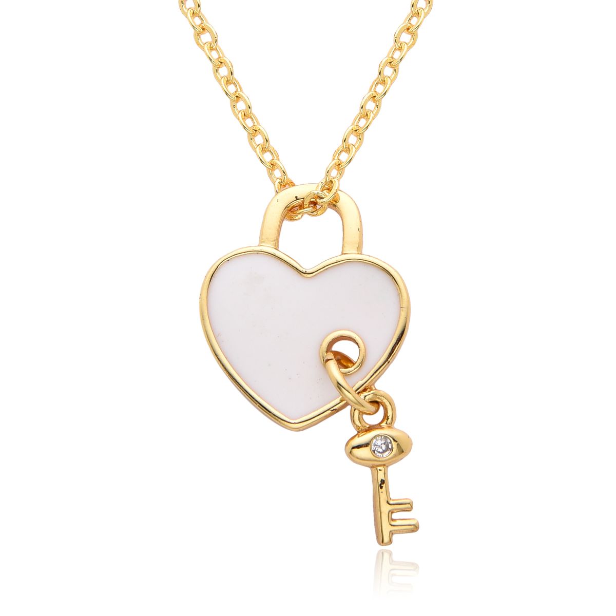 Women’s Jewelry Set Fashion Love Heart Key Necklace Female Clavicle Chain Ins Style Simple Small Lock Necklace Niche Design Necklace_ipsvogv.com
